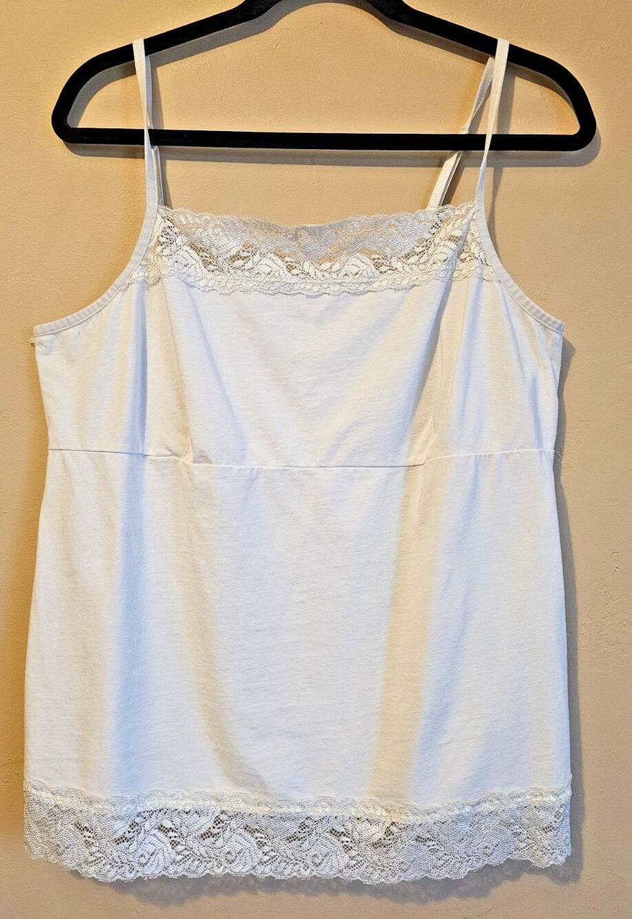 APT. 9 Camisole Top with lace trim, 1X, cream, coastal, simple